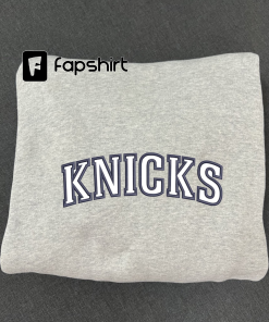 Knicks Applique Embroidered Sweatshirt, Embroidered Crewneck Sweatshirt…