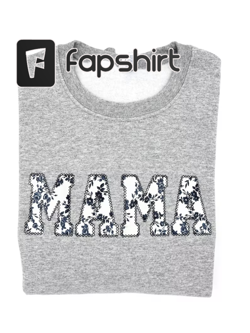 Mama Sweatshirt Gift | Fall Apparel |Blue Floral Mama Shirt | Baby Shower Gift | Winter Maternity Outfit