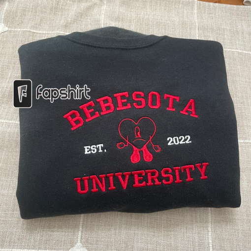 Bebesota University Embroidered Sweatshirt -Bad Bunny- Y2K Style- bad bunny merch – bad bunny embroidery design -bad bunny svg -music