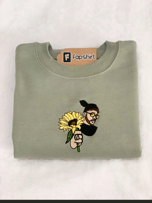 Bad Bunny sunflower cute minimalist embroidered sweatshirt / crewneck / Tshirt / hoodie gift for her / gift for her Easter