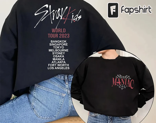 Stray Kids World Tour 2023 T-shirt, Maniac Kpop Concert Fan Made, Stray Kids Replay Shirt, Stray Kids Album Shirt, Korean Music Boyband Fan