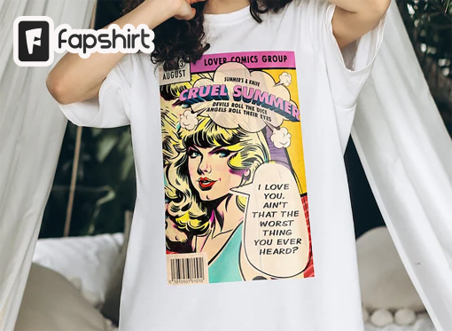 cruel summer vintage comic taylor swift lover t-shirt, the eras tour 2023 merch, gift for swifties