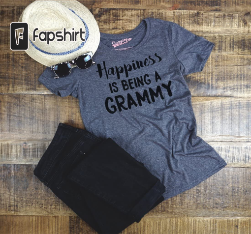 Womens Happiness is Being a Grammy Funny T Shirt Gift Grandmother for Grandma