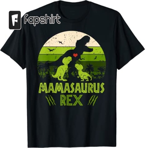 Vintage Retro 2 Kids Mamasaurus Dinosaur Lover Gift T-Shirt