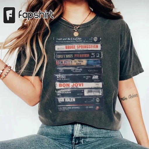 Rock Cassettes Tape Comfort Colors Printed T-Shirt, Rock Bands Shirt, Unisex tee, Vintage Feel, Graphic T-Shirt