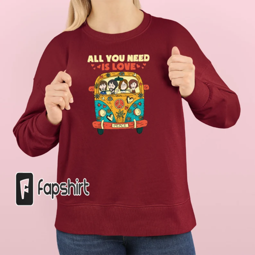 All You Need Is Love Sweatshirt, The Beatles Sweater, Peace Love Beatles Outfit ,Rock Band Hoodies , Music Shirt , Gift For Fan, NR022