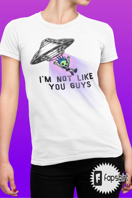 Bl!nk 182 Inspired “I’m Not Like You Guys” Lyric T-Shirt – Alien Graphic – Emo, Pop Punk, Alt Rock – Tom Delonge, Mark Hoppus, Travis Barker