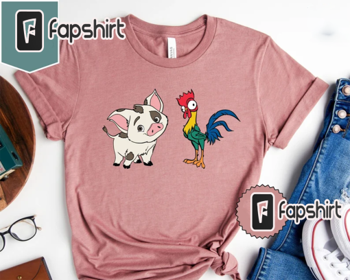 Pua and Hei Hei, Disney T-Shirt, Disneyland Shirt, Embroidery, Moana, Trendy Shirt, Gift Idea, Disney World Gift for Kids, Magical Tee