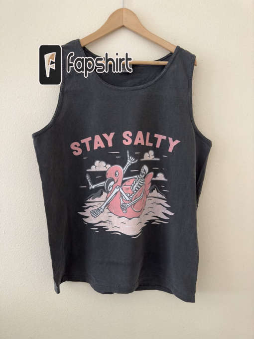 Comfort Colors Tank Top, Beach Tank Top, Stay Salty, Distressed Tank Top, OverSized Tank Top, Vintage Tank Top, Skeleton, Grunge, Skull