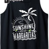 Summer Vacation Surfers at Beach Palm Trees Retro Vintage Tank Top