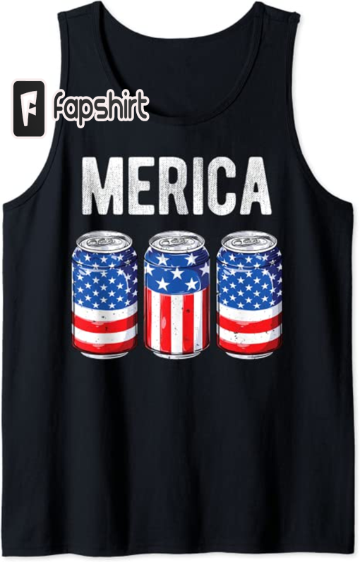 Beer American Flag 4th Of July Merica USA Men Women Drinking Tank Top