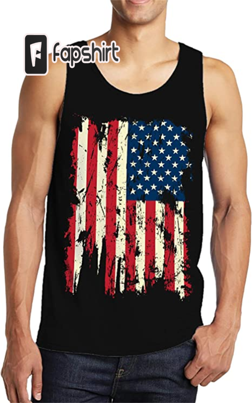 SpiritForged Apparel Vintage Distressed USA Flag Men’s Tank Top