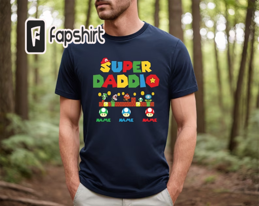 Personalized Super Daddio Game Shirt, Custom Kids Name Dad Shirt, Funny Father’s Day Daddio Shirt, Super Dad Gamer Shirt, Personalized Kids