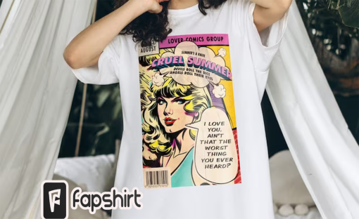 cruel summer vintage comic taylor swift lover t-shirt, the eras tour 2023 merch, gift for swifties