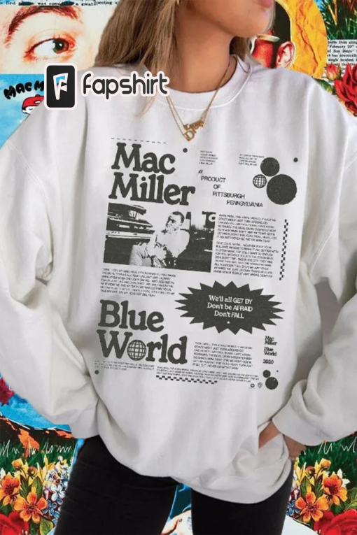 Mac Mill.er Vintage Blue World unisex shirt, Circles Swimming Hoodie, Crewneck T-Shirt, Trendy Hoodie Front and Back, Gifts for friends