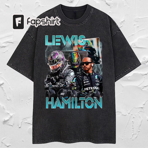 Lewis Hamilton Vintage Washed T-Shirt, Formula Racing F1 Homage Graphic Unisex Long Sleeve, Retro 90’s Fans Hoodie Gift