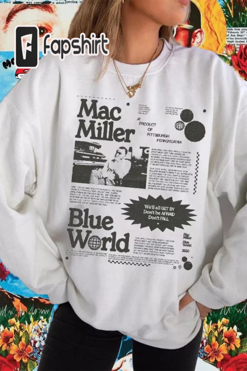 Mac Mill.er Vintage Blue World unisex shirt, Circles Swimming Hoodie, Crewneck T-Shirt, Trendy Hoodie Front and Back, Gifts for friends