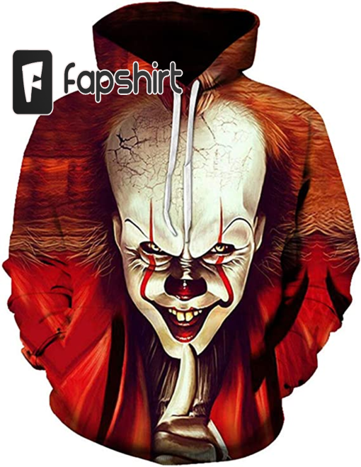 Unisex Sweater 3D Digital Print Scary Eyes Clown Face Hooded Couples Hoodies