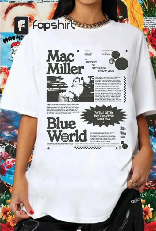 Mac Mill.er Vintage Blue World unisex shirt, Circles Swimming Hoodie, Crewneck T-Shirt, Trendy Hoodie Front and Back, Gifts for friends