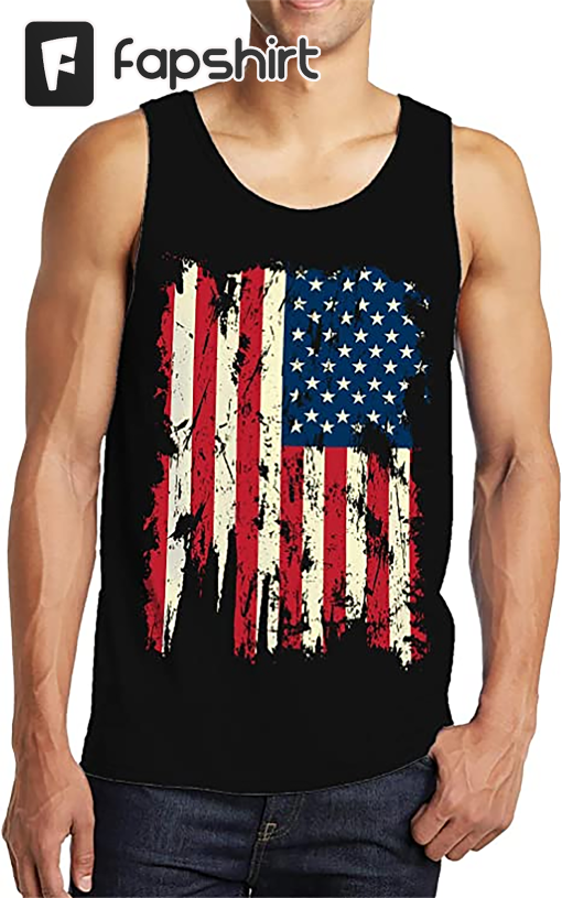 Vintage Distressed USA Flag Men’s Tank Top