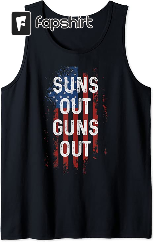 Suns Out Guns Out Tank Top Men Women 4th Of July USA Flag Tank Top