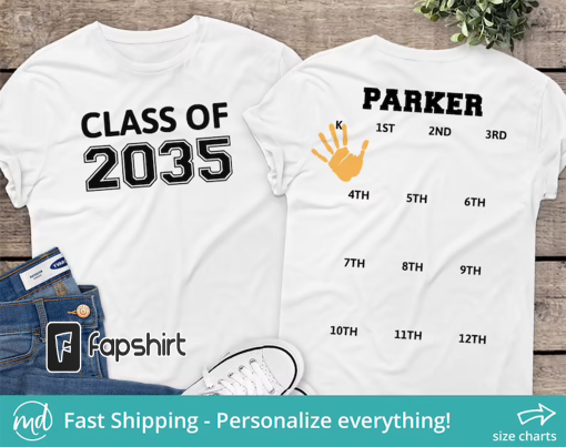 “Class Of 2035 Handprint Shirt, Class Of 2035 Grow With Me Shirt, 2035 Graduation Shirt, Class Of 2035 Shirt, Class Of 2035 Tshirt