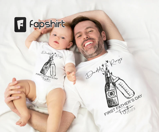 Personalized Our First Father’s Day cheers Dad & Baby Set , Daddy and Baby Gift T-shirt bodysuit romper Babygrow vest New Dad Gift Boy girl