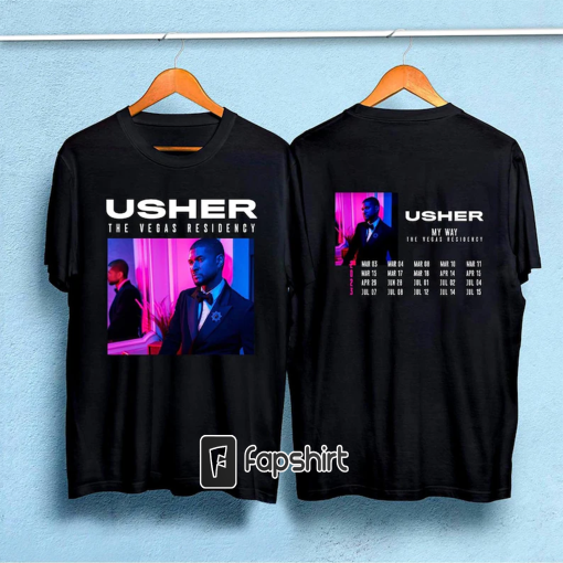 Usher My Way The Vegas Residency Tour 2023 T-Shirt, Usher Tour 2023 T-Shirt, Usher RnB Music Concert T-Shirt, 2023 Music Tour Shirt Gifts.