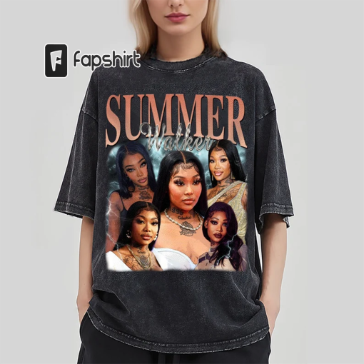 Summer Walker Vintage Washed T-Shirt,Hiphop RnB Rapper Homage Graphic Unisex Long Sleeve, Bootleg Retro 90’s Fans Hoodie Gift