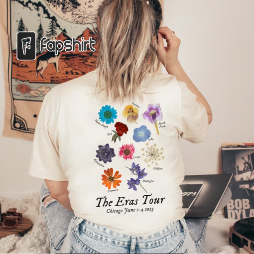 TS Eras Tour Chicago, IL 6/2-6/4 – Taylor Swift Inspired Pressed Flower Vintage Eras Tour Merch Shirt – Taylorswift Shirt