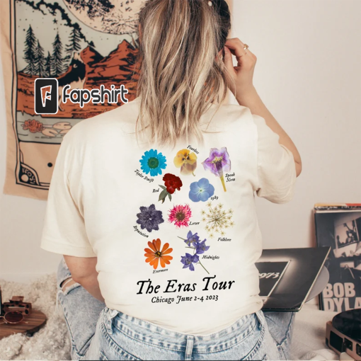 TS Eras Tour Chicago, IL 6/2-6/4 – Taylor Swift Inspired Pressed Flower Vintage Eras Tour Merch Shirt – Taylorswift Shirt