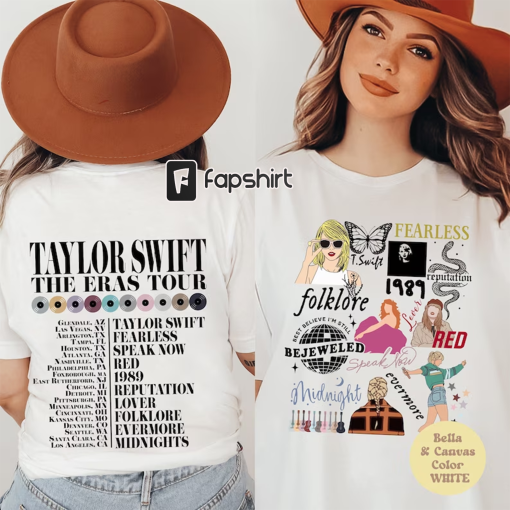 ERAS CONCERT Shirt, 2-Sided Tracklist Shirt, Swiftie Merch, TS Fan Club, Eras Playlist, Taylor’s Version, Red, Midnights, Lets Go Girls Trip