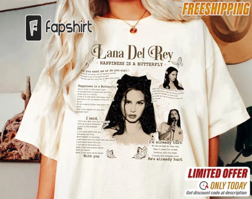 Lana Del Rey Shirt Happiness Is a Butterfly, Vintage Lana Del Rey Merch, Gift for Fans, Lana Del Rey Necklace, Lana Del Rey Tour 2023