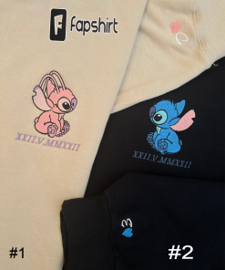 Stitch x Angel Custom Embroidered Sweatshirt, Couple…