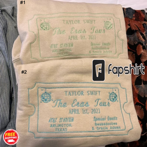 Custom Taylor Concert Ticket Embroidered Sweatshirt, Y2K Style Embroidered Crewneck, Music Merch, World Tour Taylor Swiftie Merch