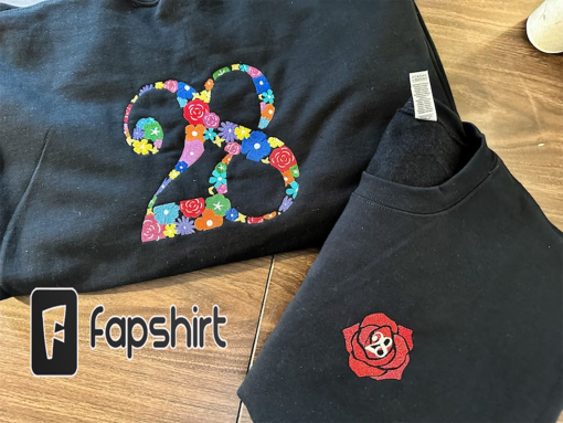 28 Floral and Rose – Front and Back – Emboirdered Floral || Comfort Tee Shirt and Crewneck