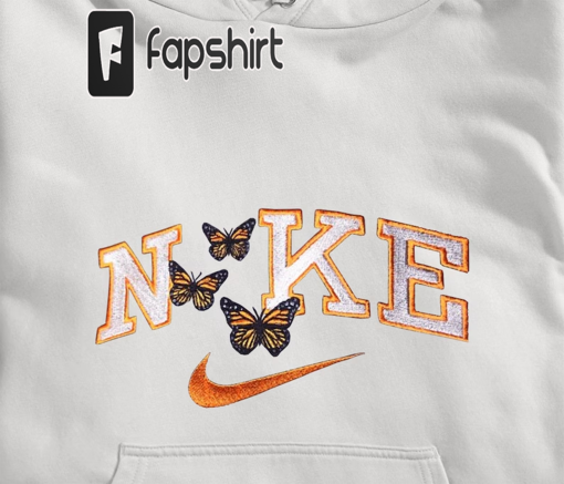 Custom Embroidered Spirit Animal Butterfly Matching Pullover Hoodie, Butterfly Matching Brand Embroidered Sweatshirt