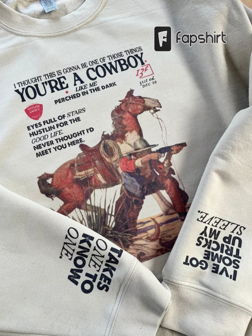 Cowboy like me sand Taylor Swift lyric sweatshirt | evermore Taylor swift lyric sweater | Vintage western magazine style