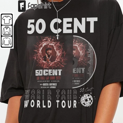 50 Cent Rap Shirt, V1 Y2K Vintage Merch 50 Cent Album The Final Lap Tour 2023 Tickets 90s Gift For Fan L1105R