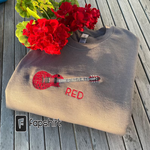 Taylor Swift Red Era Guitar Embroidered Sweatshirt