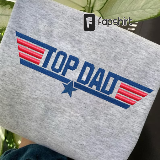 Custom Top Dad Sweatshirt Embroidered, Personalized Dad Sweatshirt with Kid Names on Sleeve, Love Dad Embroidery, Father’s Day Gift From Son