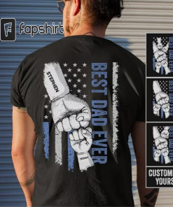 Personalized Dad Raised Fist Bump T-Shirt, Father’s…