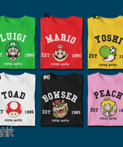 Super Mario Character Shirt, Mario Cosplay Gift,…