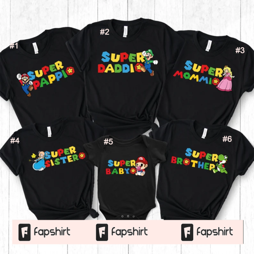 Custom Super Mario Shirt , Super dadio shirt, Father’s Day Shirt, Super Mommio Shirt, Super Aunt shirt, Matching family shirts, i596