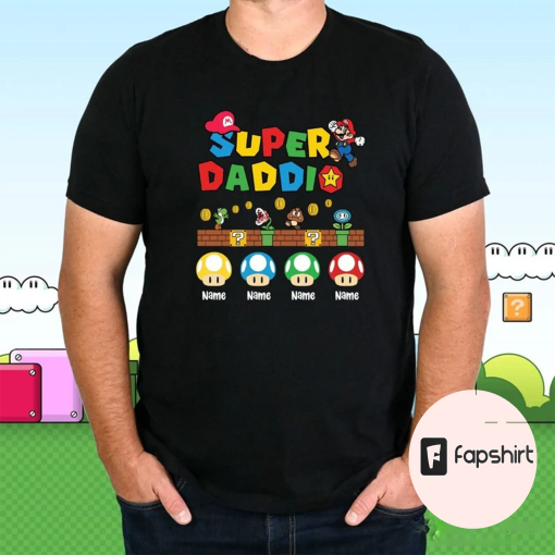 Super Daddio | Father’s Day tee, Mario T-shirt, Super Dad apparel, Graphic Tee, Video Game Apparel