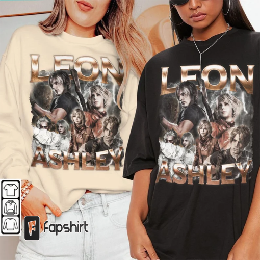 Leon And Ashley Vintage Shirt, Leon Kennedy Resident Evil Series Vintage Retro 90s Style, Ashley Graham 2023 Graphic Tee Tre1505VL