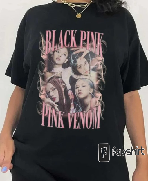 BLACKPINK Shirt, Black Pink Venom, Kpop Music Singer Band Vintage 90s Style Tees Sweatshirts T-Shirt