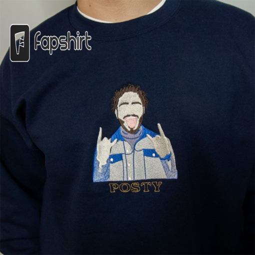 Post Malone embroidered sweatshirt, Posty Rap Crewneck Unisex Post Malone Music emb, Gift for Friend, Posty Fan Tee