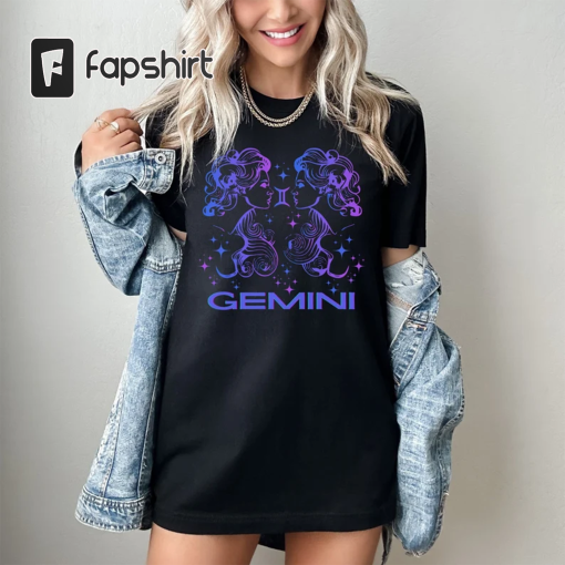 Zodiac Sign Gemini T-Shirt – Astrology Shirt – Air Sign – Twins -May June Birthday – Gemini Gift