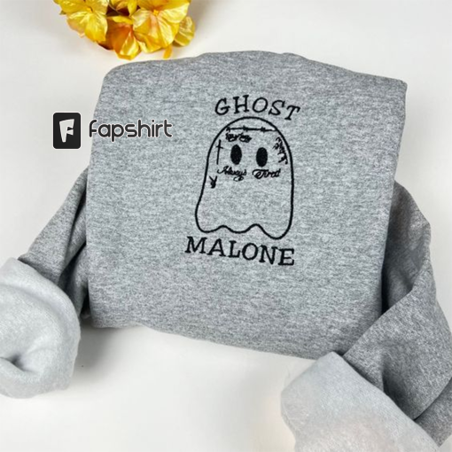 Ghost Malone Embroidered Sweatshirt , Pumpkin Sweatshirt Embroidered , Embroidered Autumn Sweatshirt, Post Malone, Fall Sweatshirt Vintage